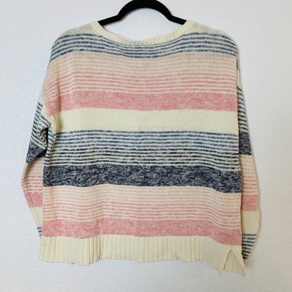 Chaps Knit Sweater Large Stripes Preppy Linen Cotton Blend Jumper - Picture 11 of 13